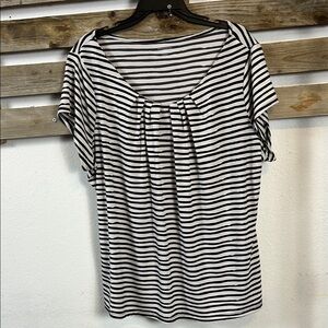 Black and White Striped Women's Top